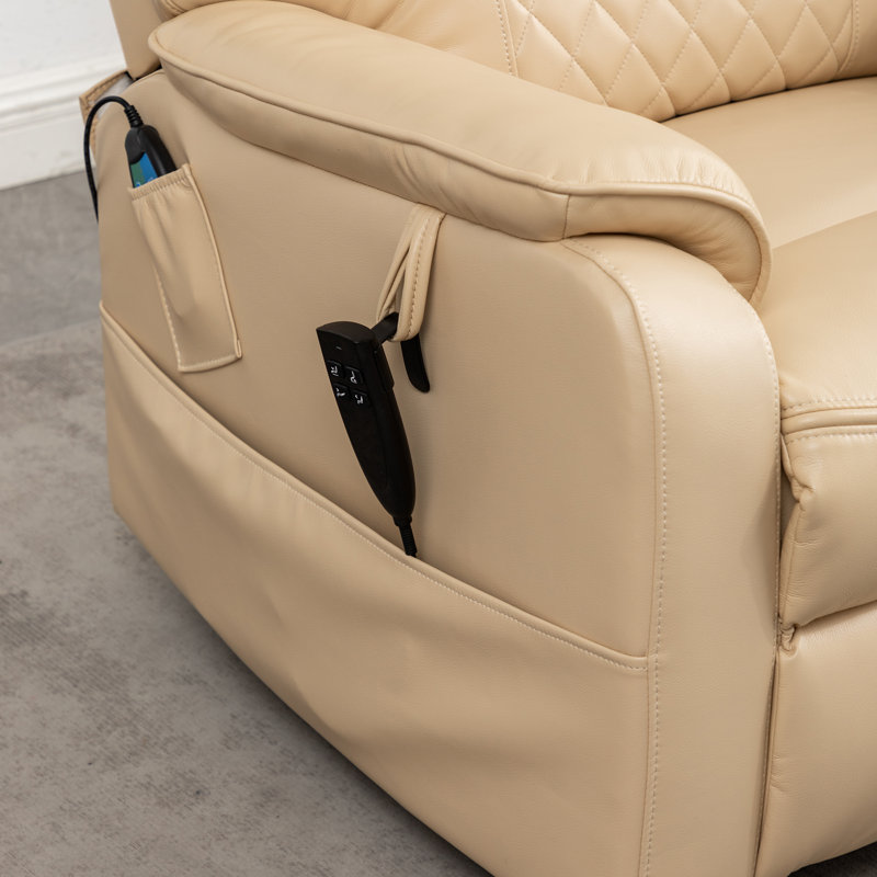 Fauteuil inclinable de 35,5 po de largeur avec système de chauffage et de massage, Beige