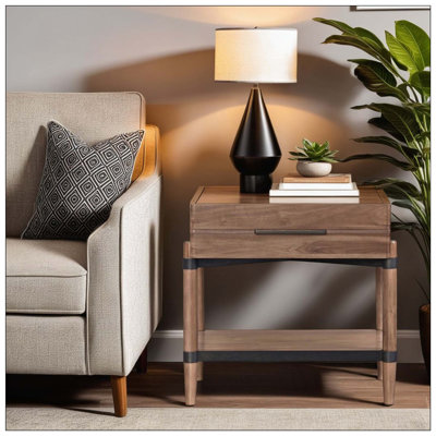 Minimal Assembly One Drawer Nightstand Bedroom Furniture