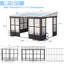 10 x 12 pi toutes saisons, fenêtres en PC amovibles, fabrication en aluminium, 2 portes coulissantes verrouillables pour les terrasses de patio, construction, extérieur
