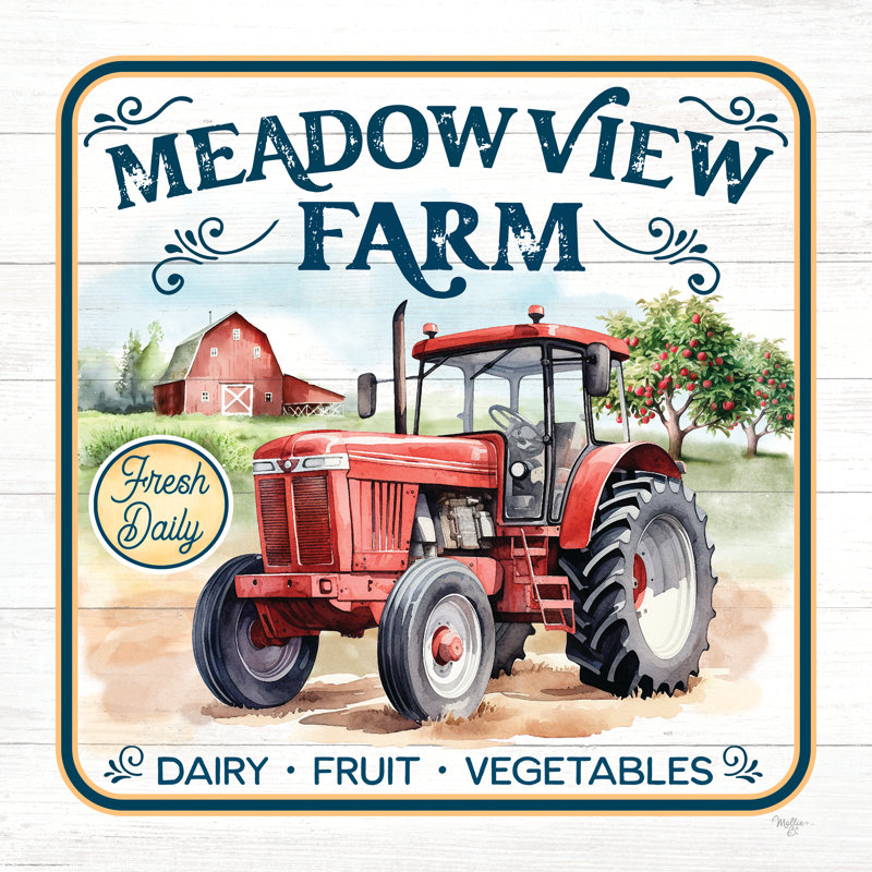 «Meadow View Farm» par Mollie B., Cadre simple érable érable, H 12 po x l 12 po