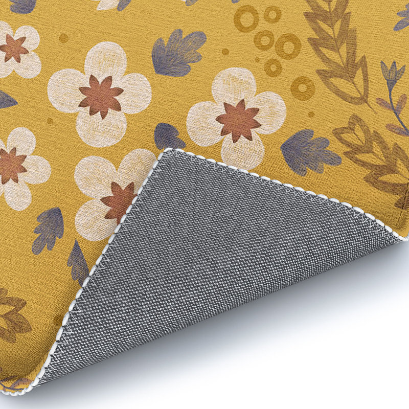 Tapis jaune floral, Rectangle 9 pi x 12 pi
