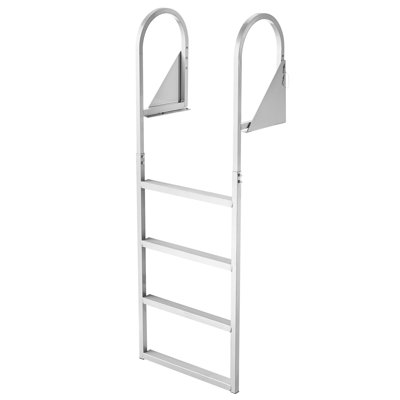 Échelle de pont rabattable, échelle de bain ponton robuste en alliage d'aluminium à 4 marches, avec marches larges antidérapantes, capacité de poids de 350 lb, aide à la traction, pour la nage en lac, la piscine et l'embarquement maritime