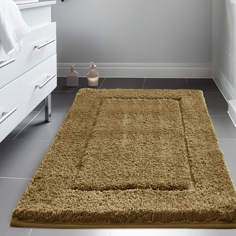 Super Soft Thick Plush Tufted Bathroom Rug, Brown, 17" W x 24" L