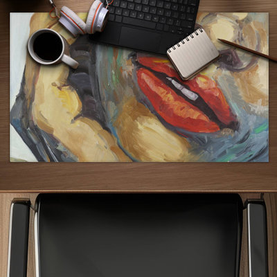 Irresistible lips closeup - 14.00"x24.25" Desk mat