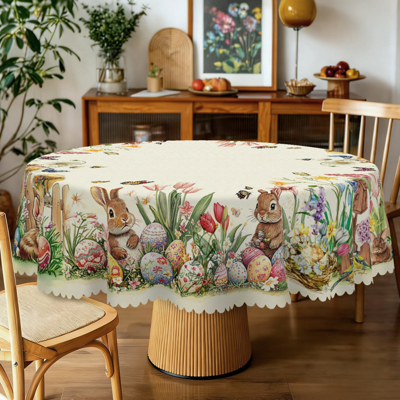 Nappe en lapin de Pâques, Rond 59,8 po