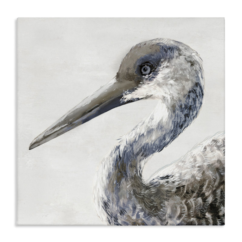Portrait d'une grue sur toile, par Jacob Q, H 17 po x l 17 po