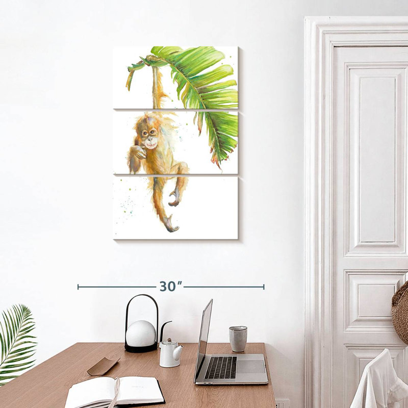 Brampt Monkeys dans la jungle I, H 32 po x l 20 po