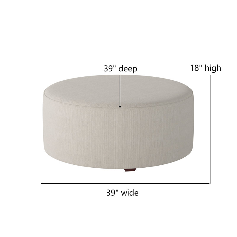 Weigand 39" Wide Round Abstract Cocktail Ottoman, Truth or Dare Salt Revolution Performance Fabrics