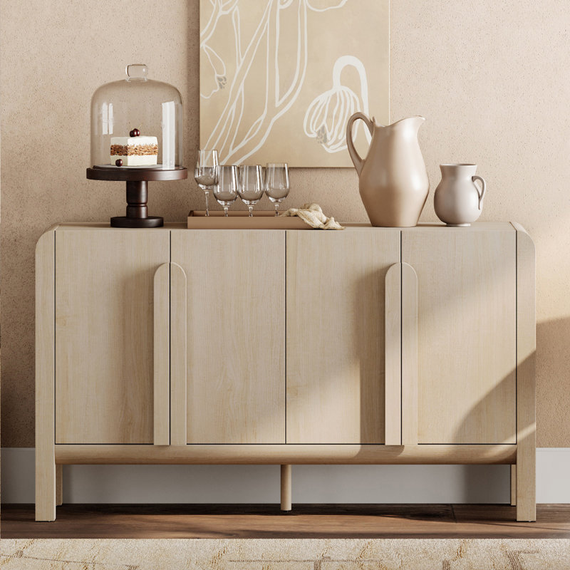Adora Mid-Century 63" Wood Sideboard Buffet Cabinet With Storage, Modern Credenza With Doors And Adjustable Shelves For Kitchen Living Room, Dining Room