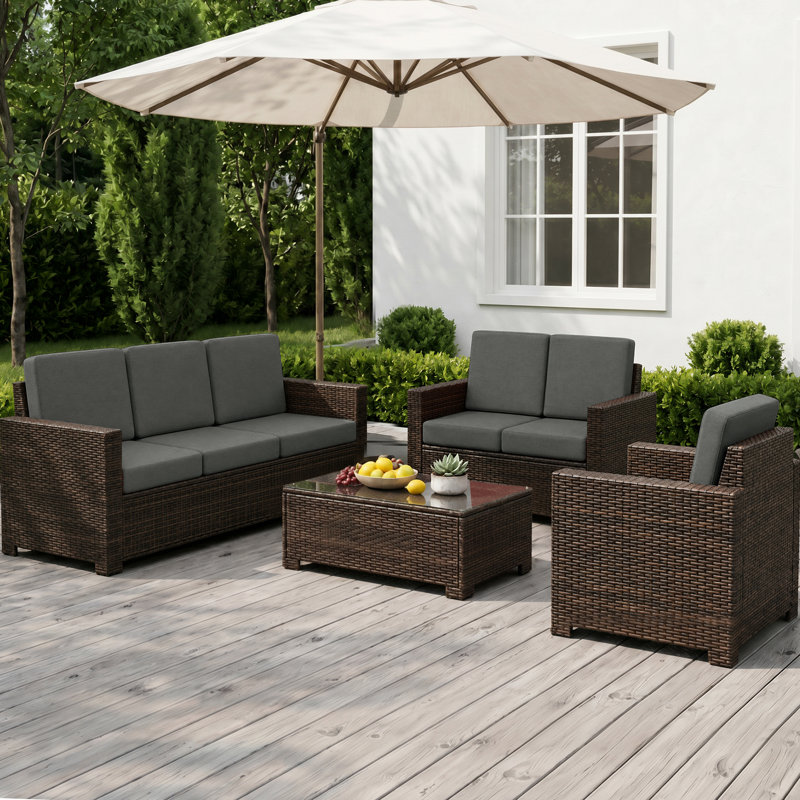Ensemble de 4 coussins de chaise d'extérieur, 4, L 24 po x P 24 po, Gris