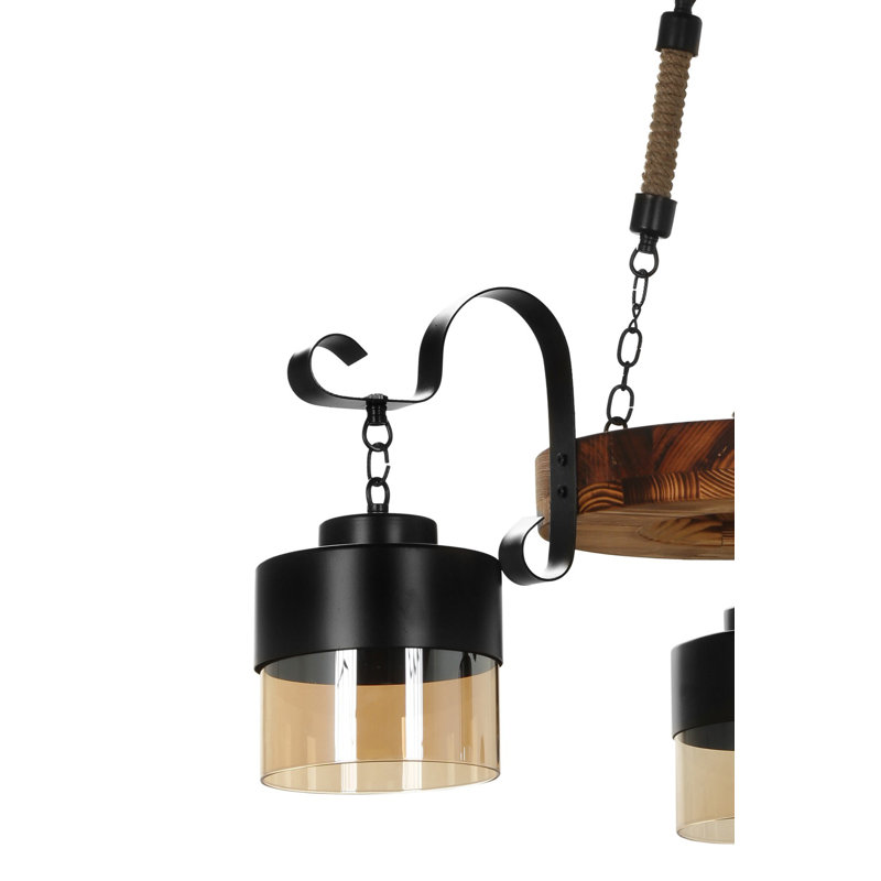 Lustre unique à 4 lumières avec accents en fer forgé Zeno, Brun