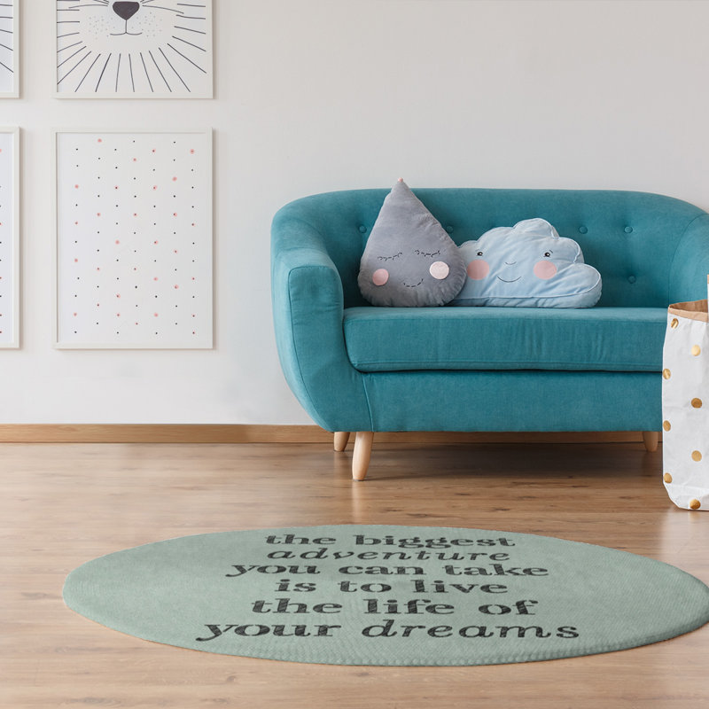 Quotes Chenille Indoor Rug, Round 5'