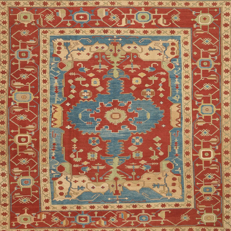 Tapis rouge à motif sud-ouest, Rond 5 pi
