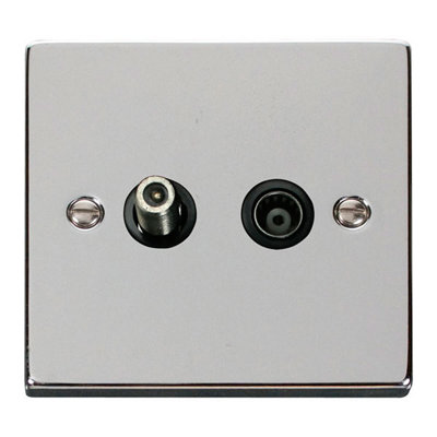 Polished Chrome Satellite & Coaxial Socket 1 Gang