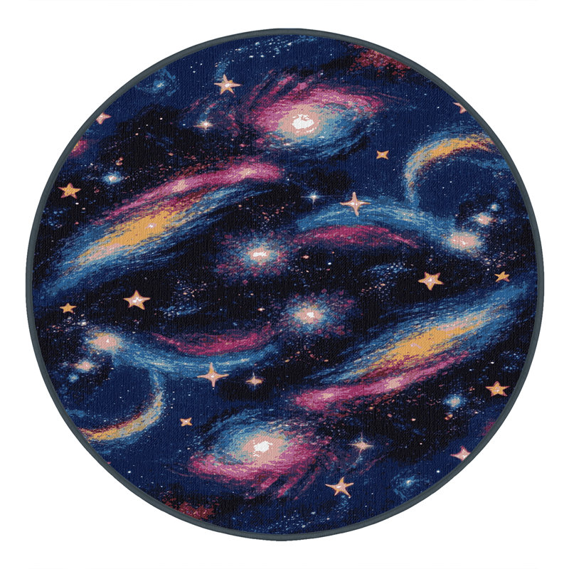 Tapis gris lavable à la machine, Rond 7 pi