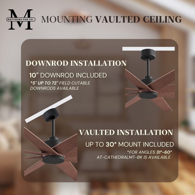 Ariella - Eight Blade Ceiling Fan - Brushed Brass Finish - Matte Black Blades, Matte Black, Walnut Tone