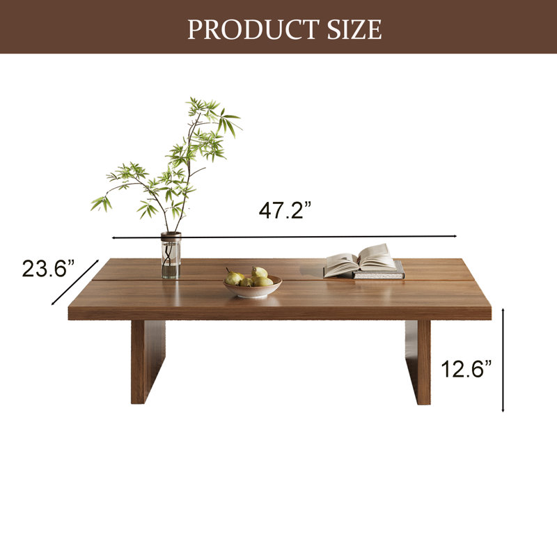 47.2" Inch Rectangular Coffee Table, Brown
