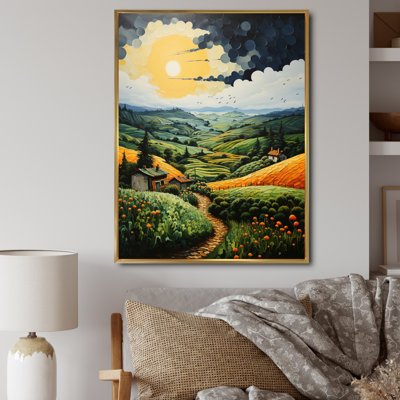 «Farmhouse Country Serenade Pointillism II», art mural sur toile
