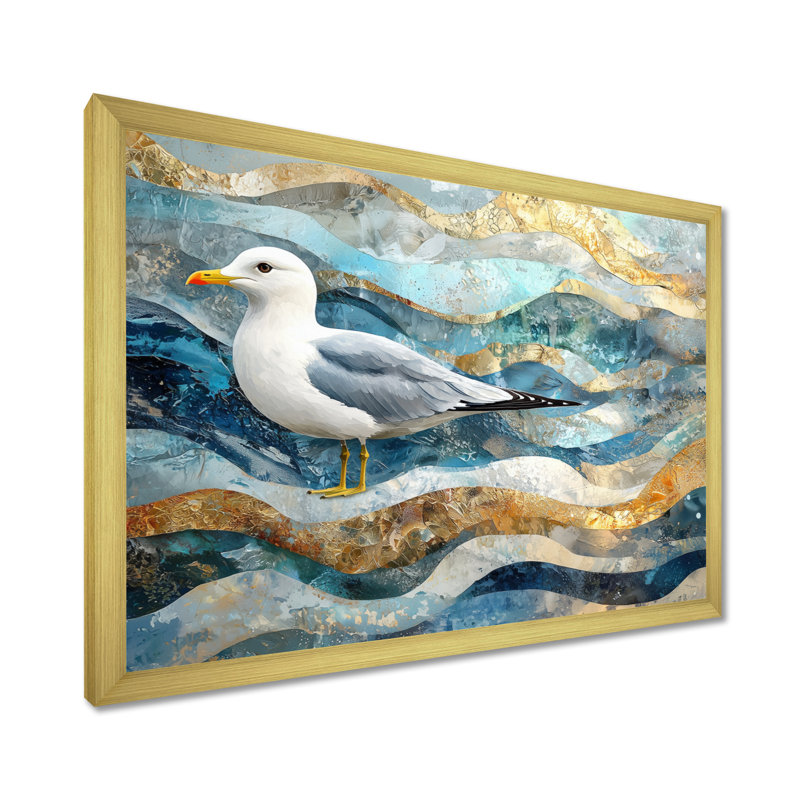 Hardison mouette côtière The Watchful Gull IV - Art mural, Reproduction encadrée d'une seule photo, H 34 po x l 44 po, Doré