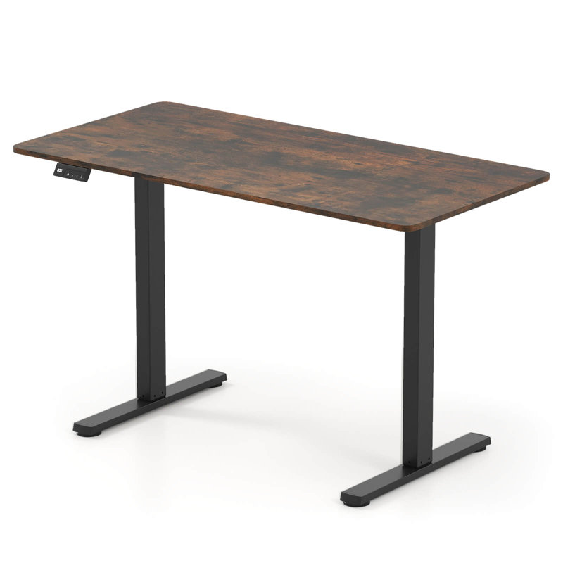 48” x 24” Electric Standing Desk with LED Display 2 Memory Height Settings for Home Rustic Brown+Black, Brown/Black