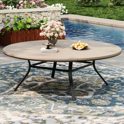 8-Person Aluminum Round Patio Dining Table