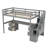 Twin Size Loft Bed Frame with Built-in Desk and Double Storage Drawers-1556007608