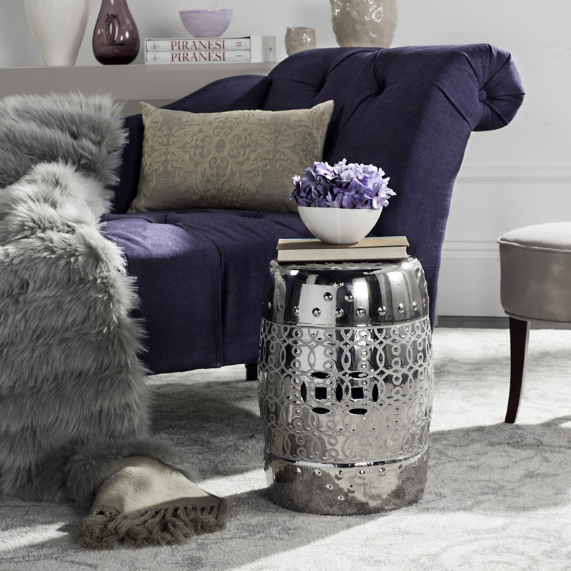 Tabouret de jardin en céramique Patrick, Argent