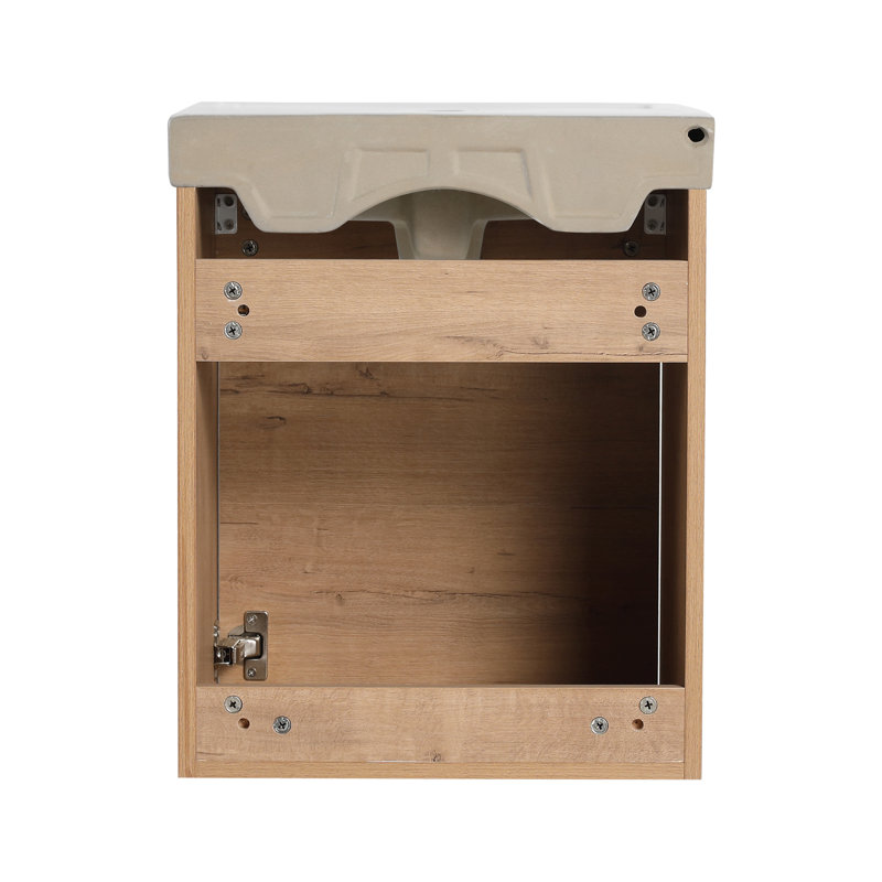 Meuble-lavabo flottant mural avec lavabo en céramique et porte d'armoire à fermeture en douceur, pour petite salle de bain