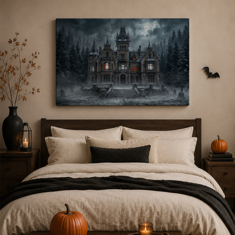 Art mural sombre sur toile Halloween, H 12 po x l 18 po