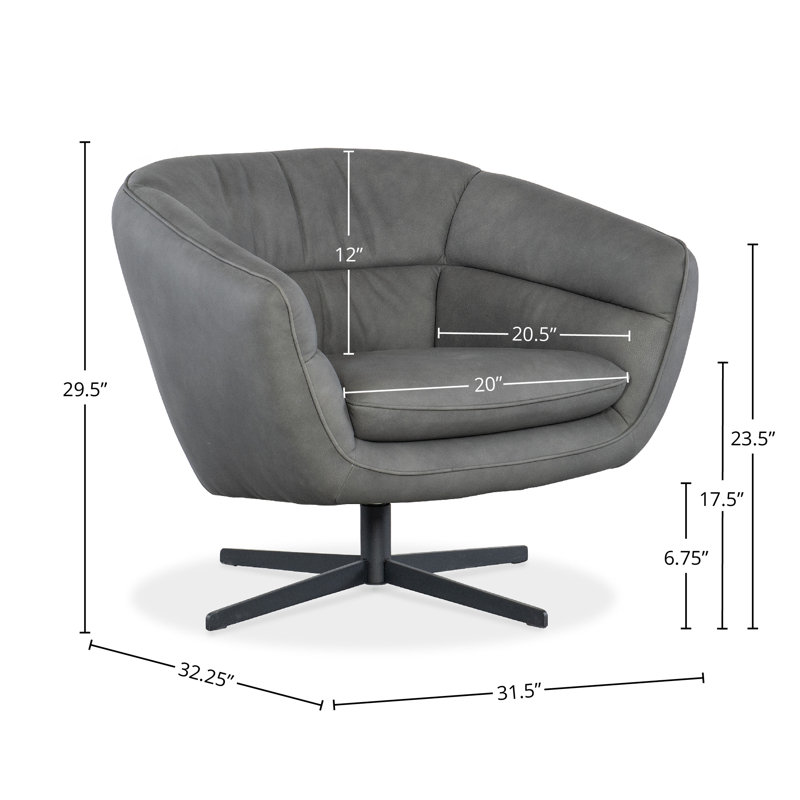 CC Swivel Chair, Gray Genuine Leather