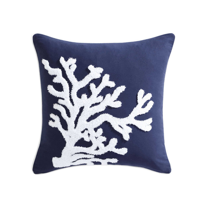 Nautica Coral Blue Cotton Throw Pillow, Coral Blue