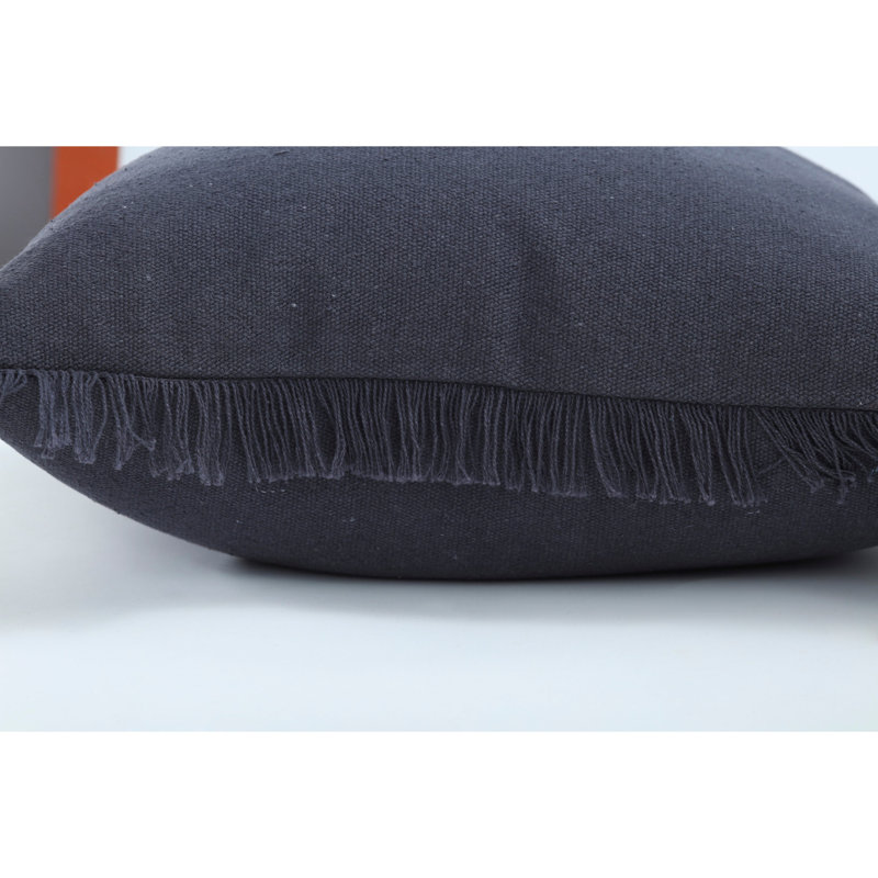 Coussin décoratif, frange fantaisie orange brûlé, 20 po x 20 po, Bleu