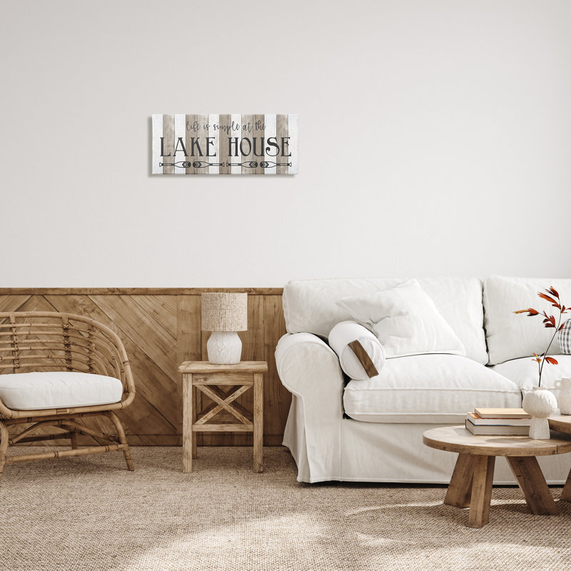 «Life's Simple At Lake House», art mural sur toile tendue rustique par Natalie Carpentieri, H 10 po x l 24 po x P 1,5 po