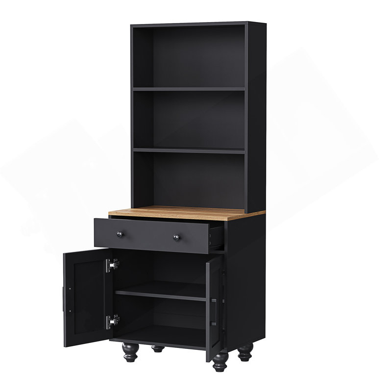 Armoire de rangement avec tablettes réglables, bibliothèque à 5 niveaux avec tiroir, Noir, noir, noir, noir