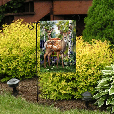 Deer In Forest Garden Flag