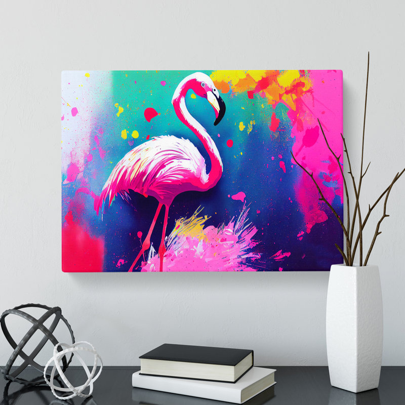Flamingo Splash Vol.5 Abstract - Wrapped Canvas, 40cm H x 60cm W x 3cm D