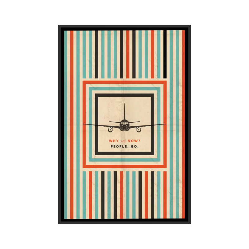 «pourquoi pas maintenant ? "travel poster" par 08, impression sur toile, H 26 po x l 18 po x P 1,5 po, Toile encadrée noire