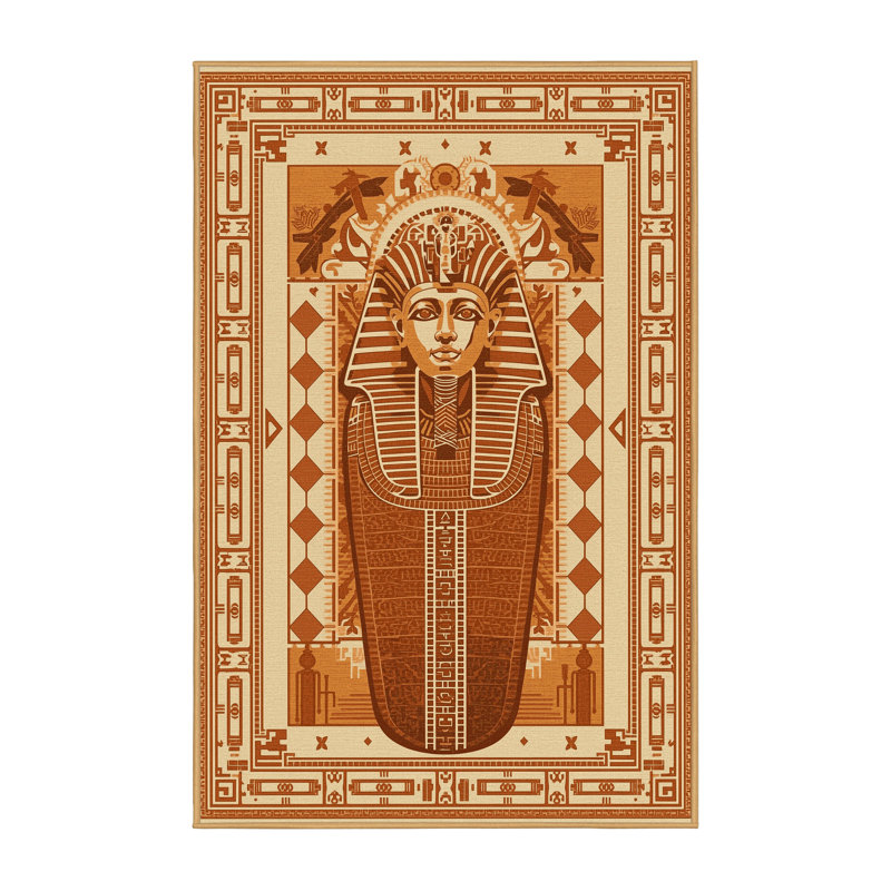Tapis oriental traditionnel Bergland lavable à la machine en brun - Reliure brun clair, 7 x 9