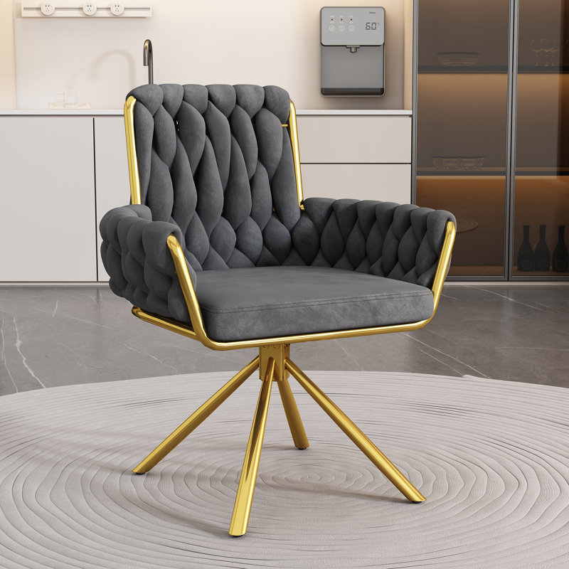 Helmville Tufted Velvet Metal Armchair (1Pcs), Grey