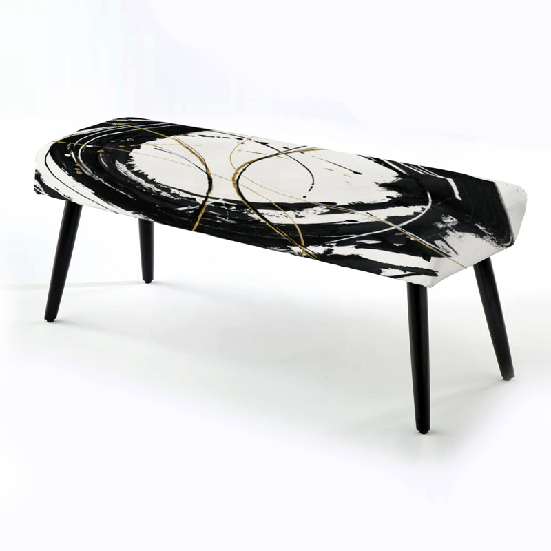Finlay - Abstract Glam Upholstered Black Bench