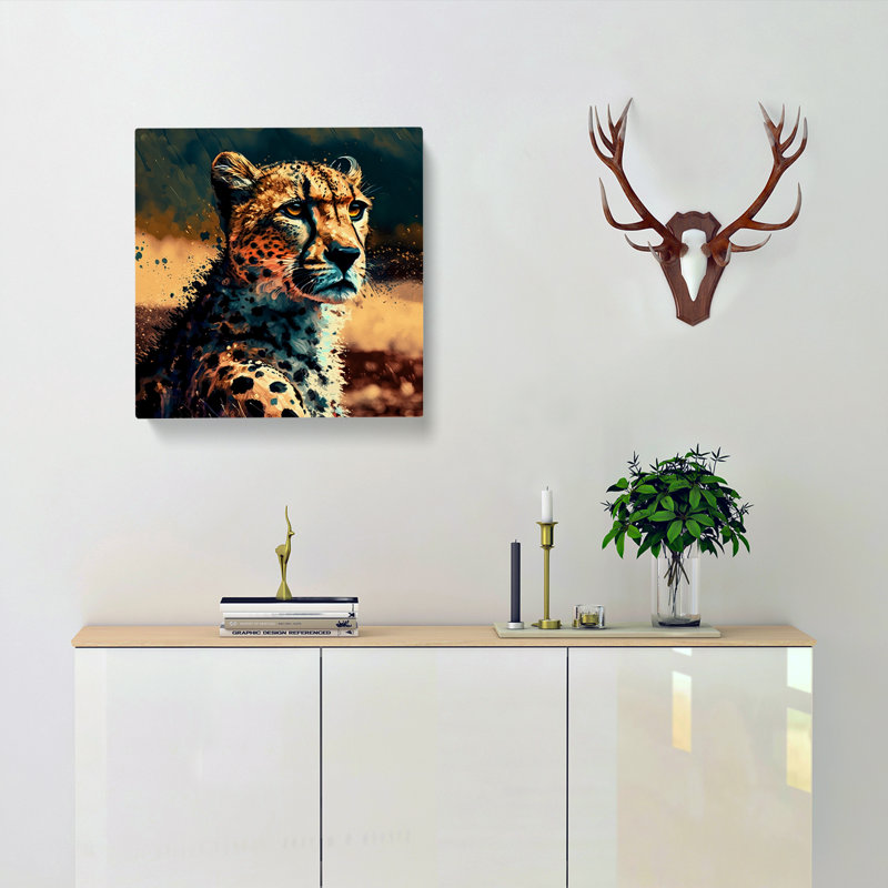 Cheetah Post-Impressionism No.2 - No Frame Print, 35cm H x 35cm W x 3cm D