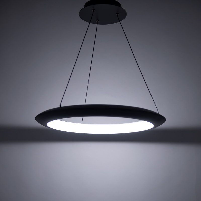 Modern Black Aluminum LED Ring Chandelier
