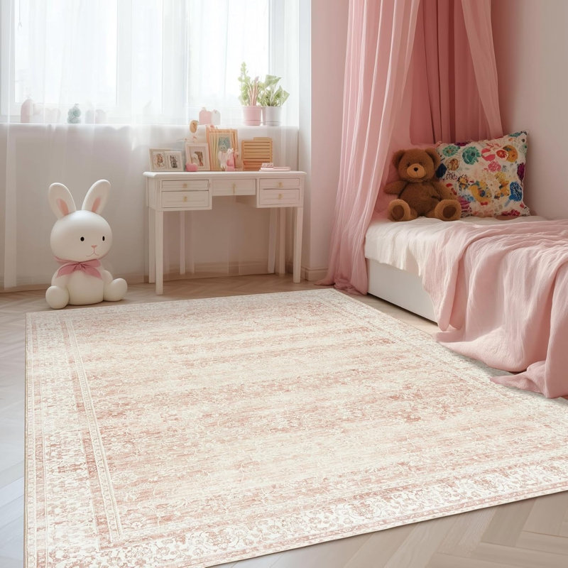 Rectangle 274 cm x 183 cm Floral Wool Area Rug