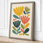Golden Blooms Mid-Century - Wrapped Canvas-353099175-353099179
