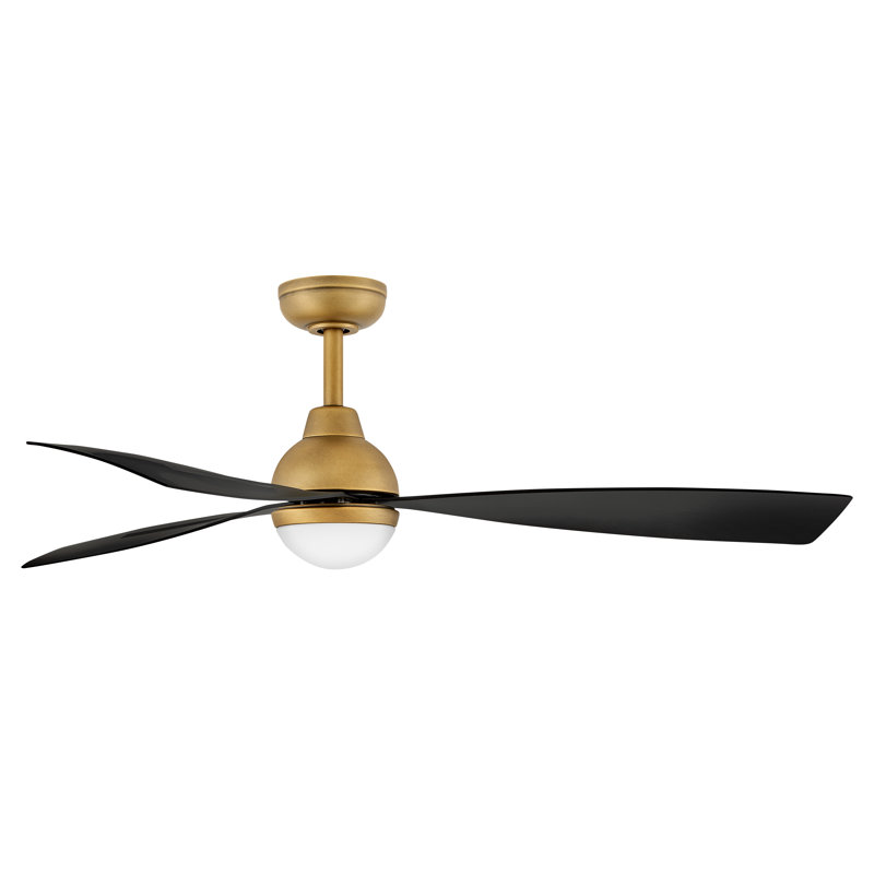 Ventilateur de plafond avec lumières DEL Brona, Laiton héritage / noir mat, 56"