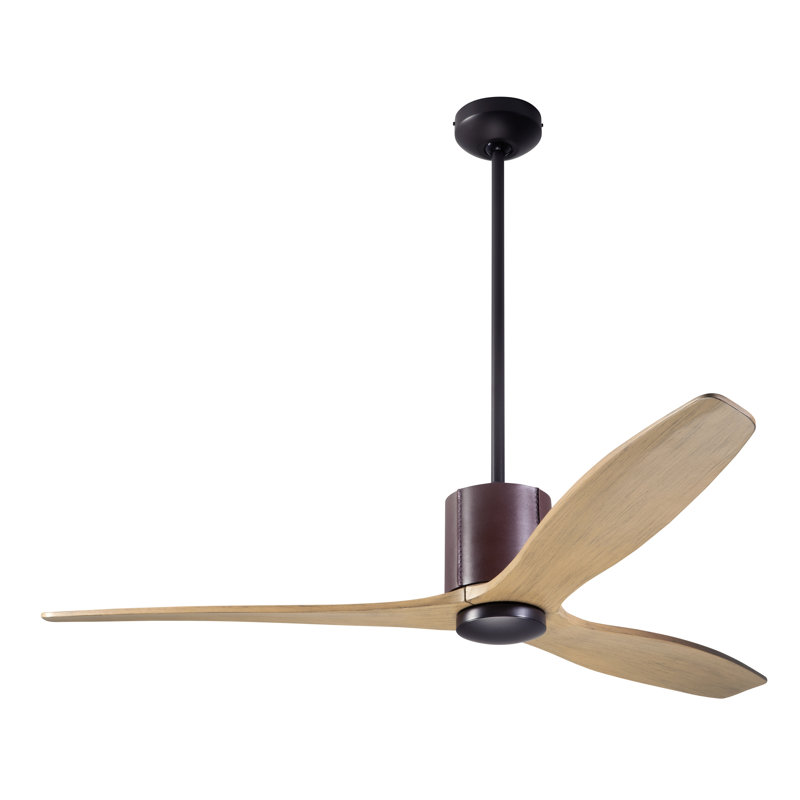 LeatherLuxe 54'' Ceiling Fan, Wall/Remote Combo Controls, Dark Bronze/Chocolate, Maple