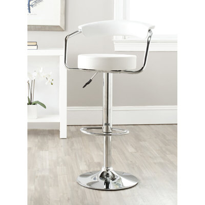  Tabouret de bar moderne à hauteur réglable avec accoudoirs - siège pivotant en vinyle et base chromée