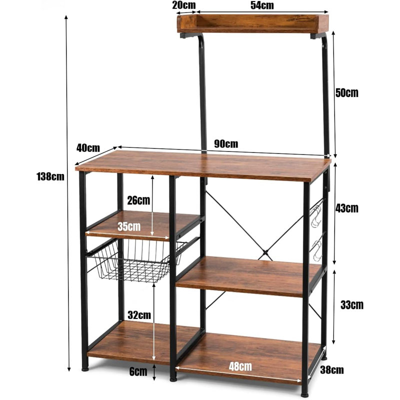 Abia 90cm Steel Standard Baker's Rack with Microwave Compatibility