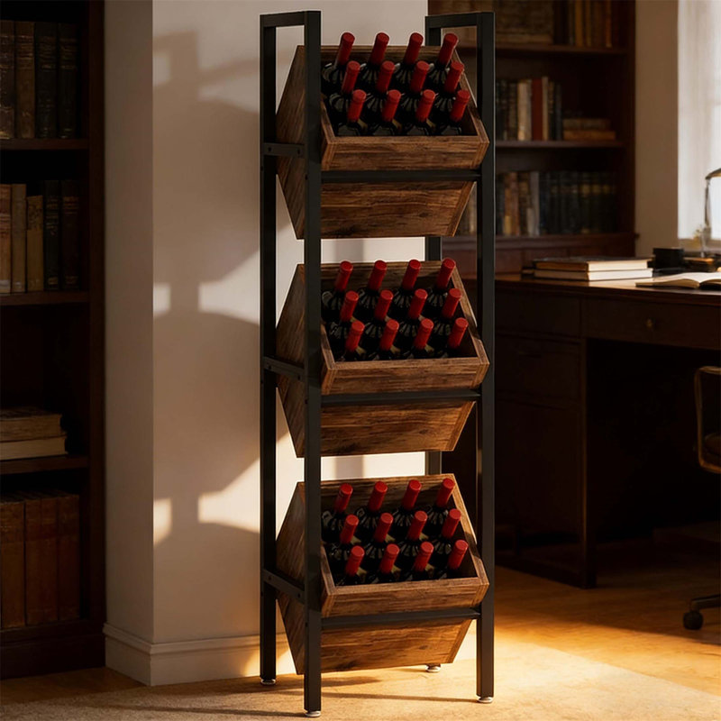 Support de rangement stable pour le vin, support industriel minimaliste chic pour 36 bouteilles