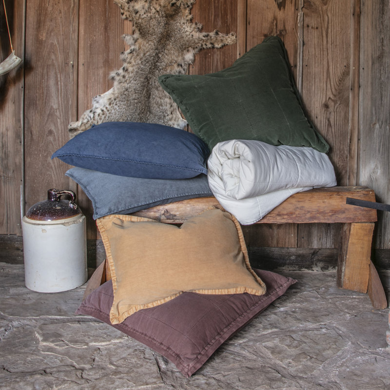  Stonewashed Cotton Canvas Solid Color Timeless Basic Rustic Chic Coverlet Set, Sarsaparilla, King Coverlet + 2 King Shams